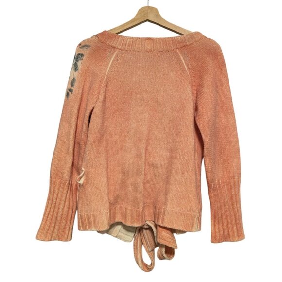 Maria Di Ripabianca Wool Cardigan Floral Sweater Bead Tie Front Women's 6 Italy - Picture 2 of 11